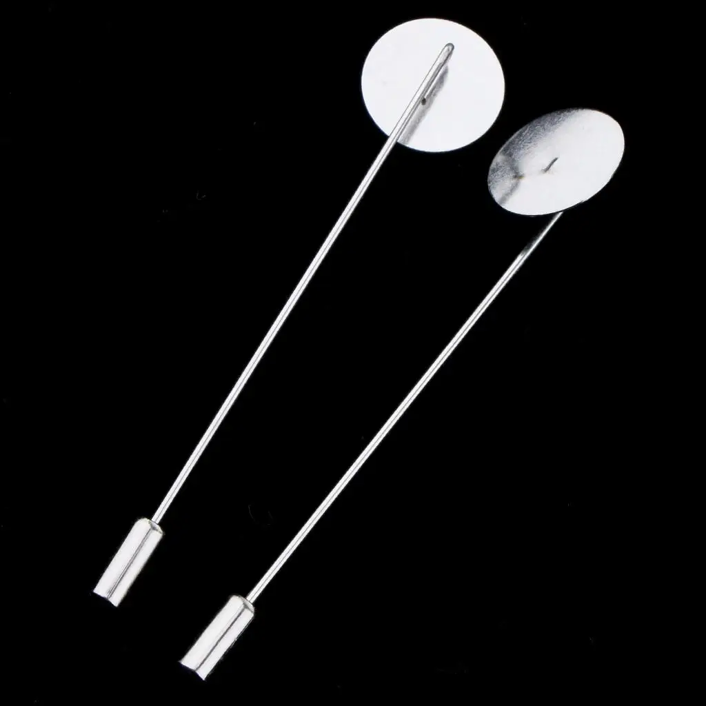 10pcs Long Needle Brooch Pin Stainless Steel Pin Blank Pad DIY Craft Finding