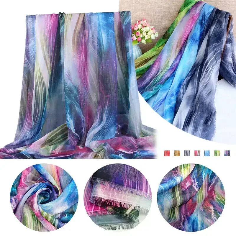 100x150cm Gradient Color Chiffon Fabric For Silk Scarves Women Summer Sheer Dress Skirt DIY Sewing Craft Supplies Silk Material
