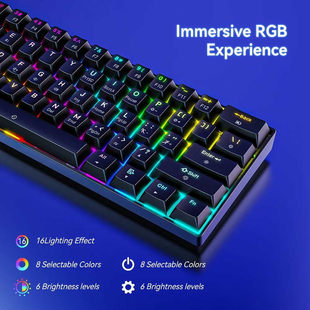 CX61 61Keys Wireless Mechanical Keyboard Rechargeable Tri-mode Connection Red Switch Mechanical Keyboard 60%Ultra-compact Layout