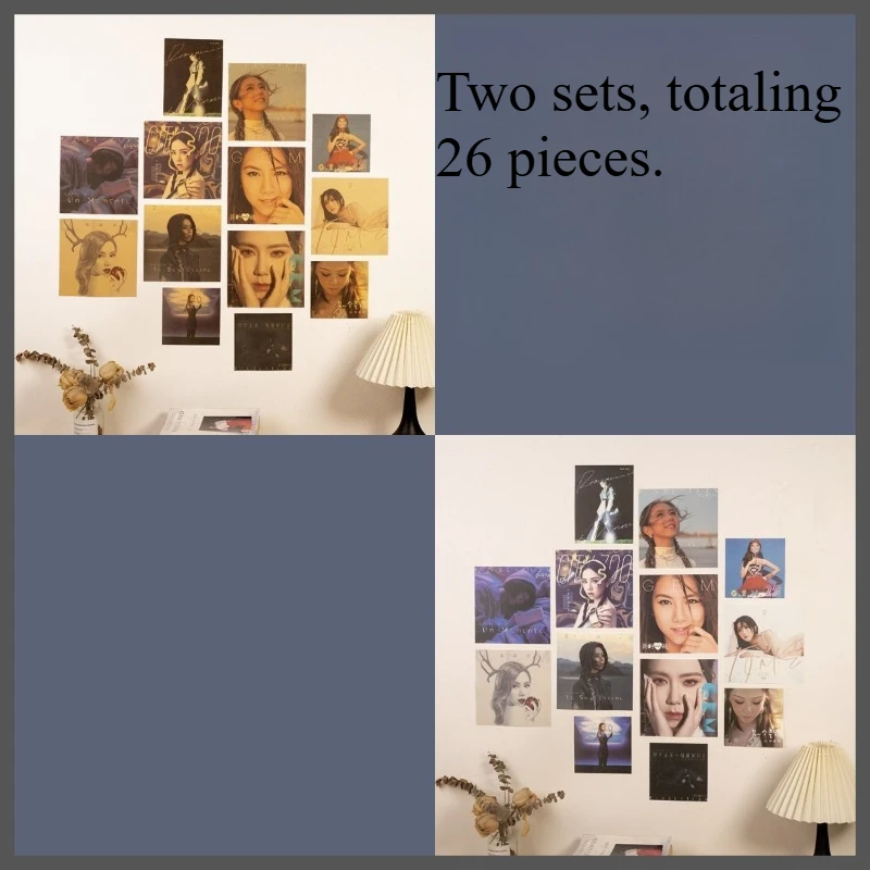 Deng Ziqi's Retro Kraft Paper Series Posters, a set of 13 wall decoration background stickers for the room view 3