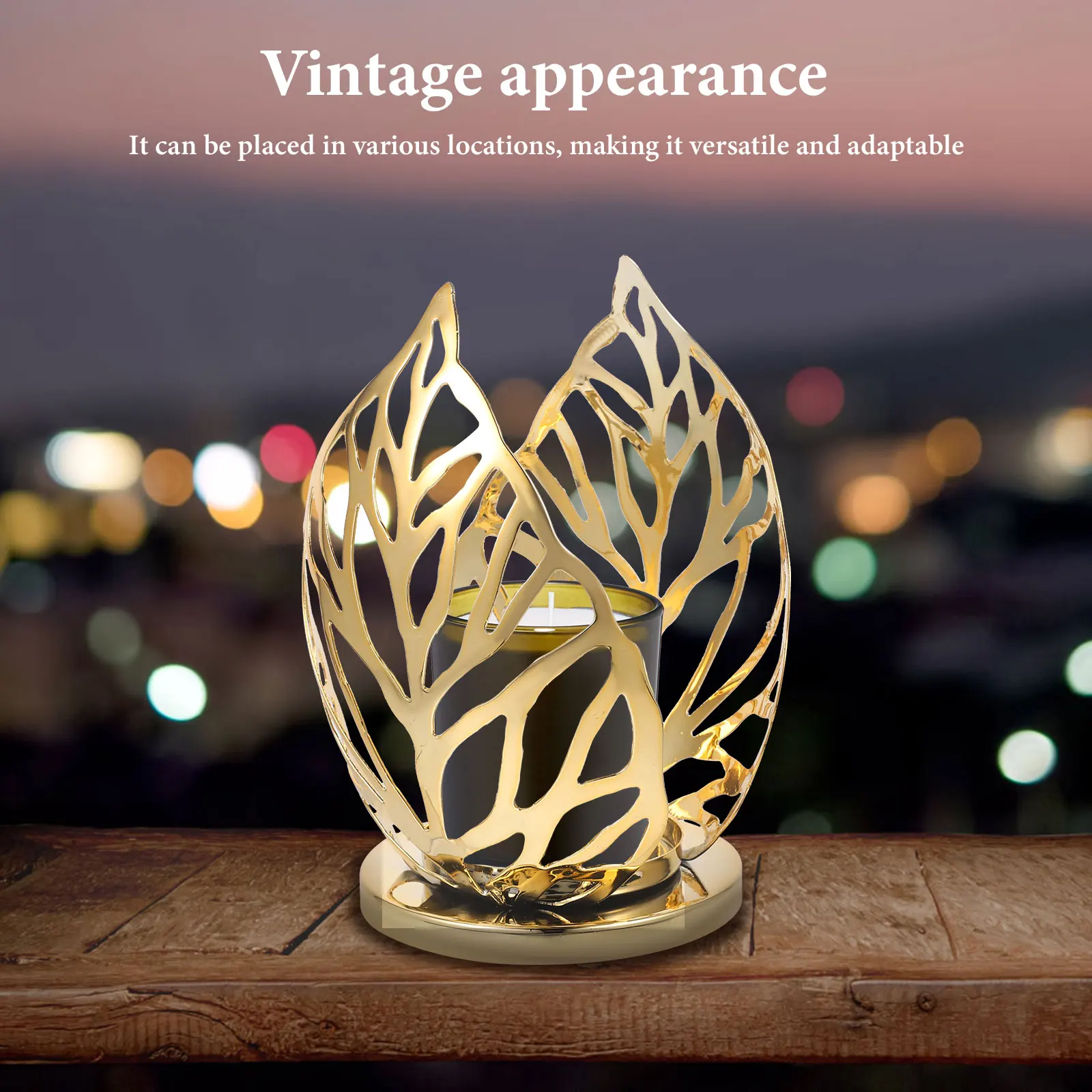 

2pcs Golden Iron Creative Holders Vintage Tealight Stand Desktop Ornament Metal Home Accessories