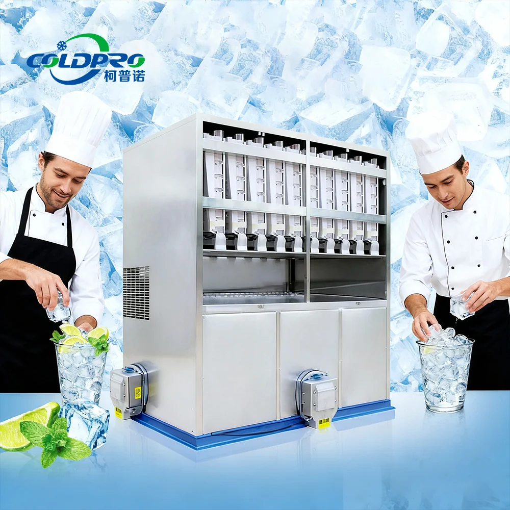 COLDPRO KN-3T 3 Ton Per Day Commercial Ice Machine Clear Crystal Cube Ice High Efficiency 24/7 Automatic 1200W 20KG Storage