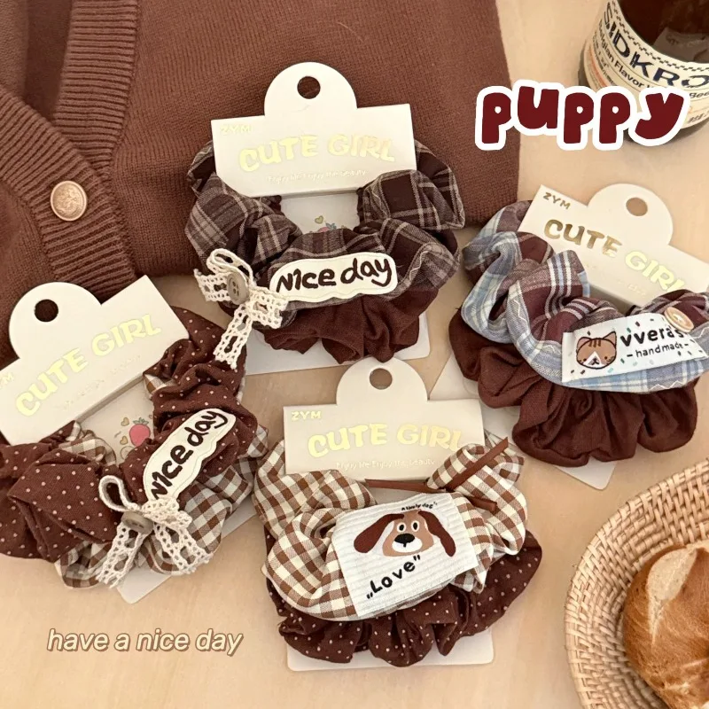 

Elegant Brown Hair Bands Vintage Bow Ponytail Holder Sweet Girls Hair Ties Accessories，High-quality girls' hair accessories