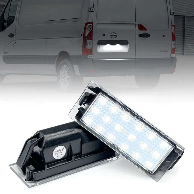 2 buah lampu pelat nomor LED putih Opel Movano X70 NV400 untuk Nissan Interstar