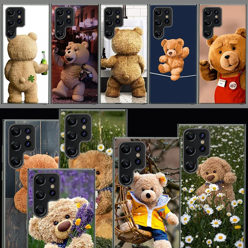 Funny And Cute Bear Capa Phone Case For Samsung S26 Ultra S25 Edge Galaxy S23 S21 S20 S24 FE S22 S10 Plus Cover Clear TPU Shell