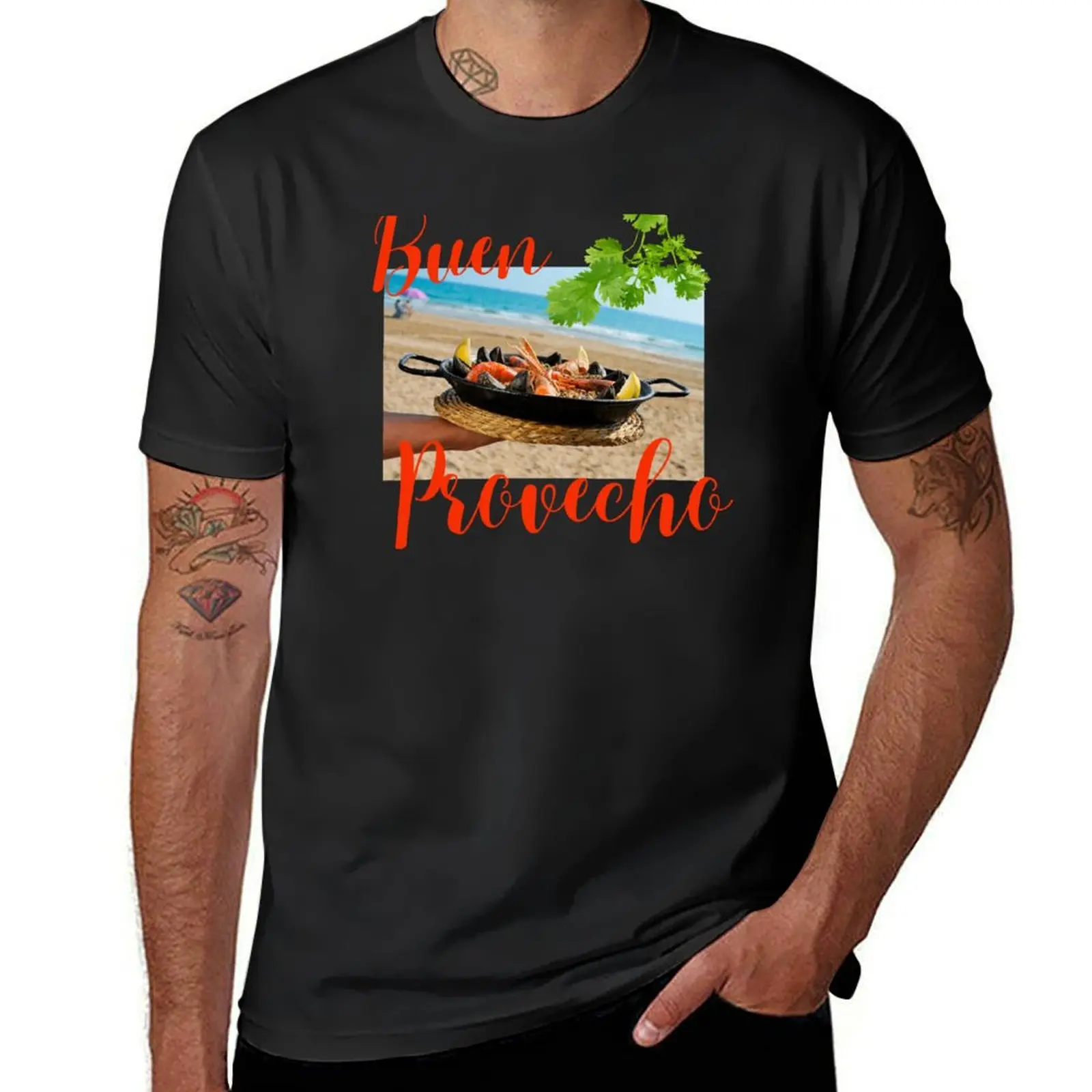 Ropa kawaii de talla grande para hombres, camisetas negras vintage, Buen proveedor, paella, saca el máximo partido