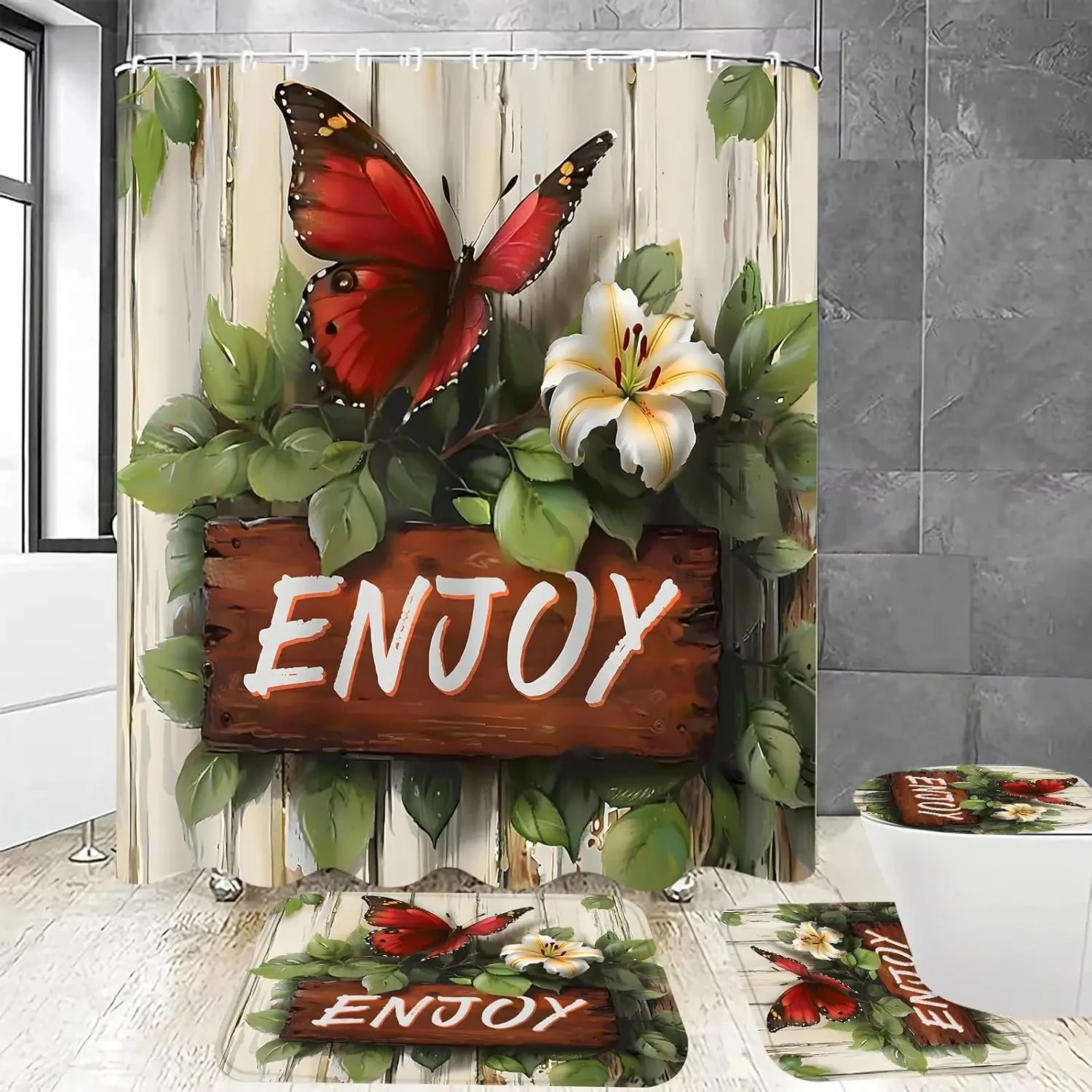 4Pc Shower Curtain … - image