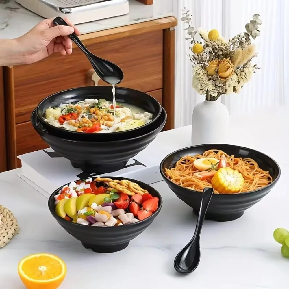 

New PP Ramen Bowls Durability Temperature Spicy Hot Bowl Anti-scalding Capacity High Large Striped Bowl