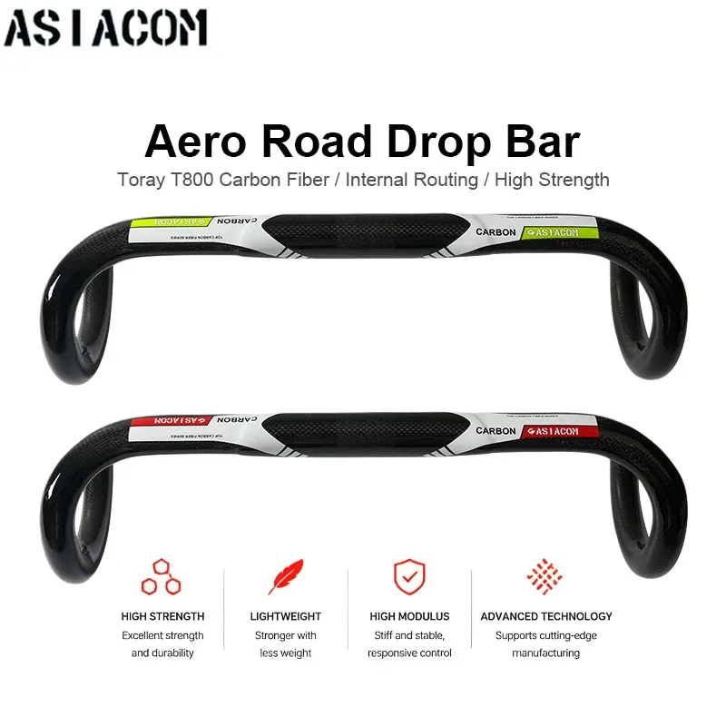 ASIACOM Ultralight Full Carbon 3K Weave Compact Aero Drop Bar Road Racing Handlebar 380-440mm Bike Parts