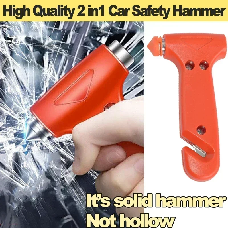 Car Emergency Safety Hammer Life Saving Escape Emergency Hammer Seat Belt Cutter Window Glass Breaker Car Rescue Red Hammer