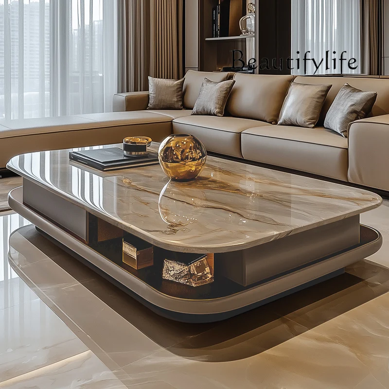 

Coffee table living room household light luxury high sense hollow tea table designer villa coffee table