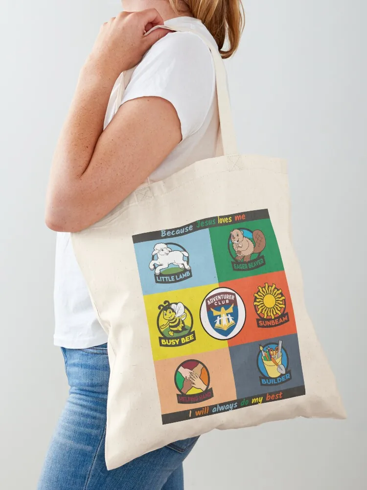 

Adventurer Club Colourful Poster with Pledge Tote Bag university shopper bag shopping bag shopper women canvas