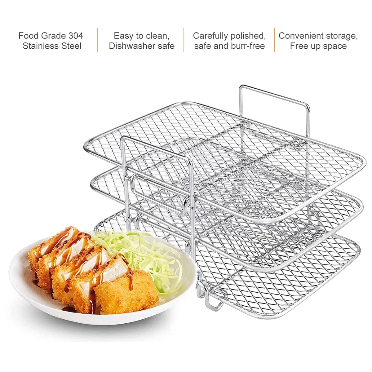 Air Fryer Rack Stainless Steel Multi-Layer Dehydrator Rack Cooking Steamer Roasting Racks Air Fryer Accessories Kitchen Gadgets