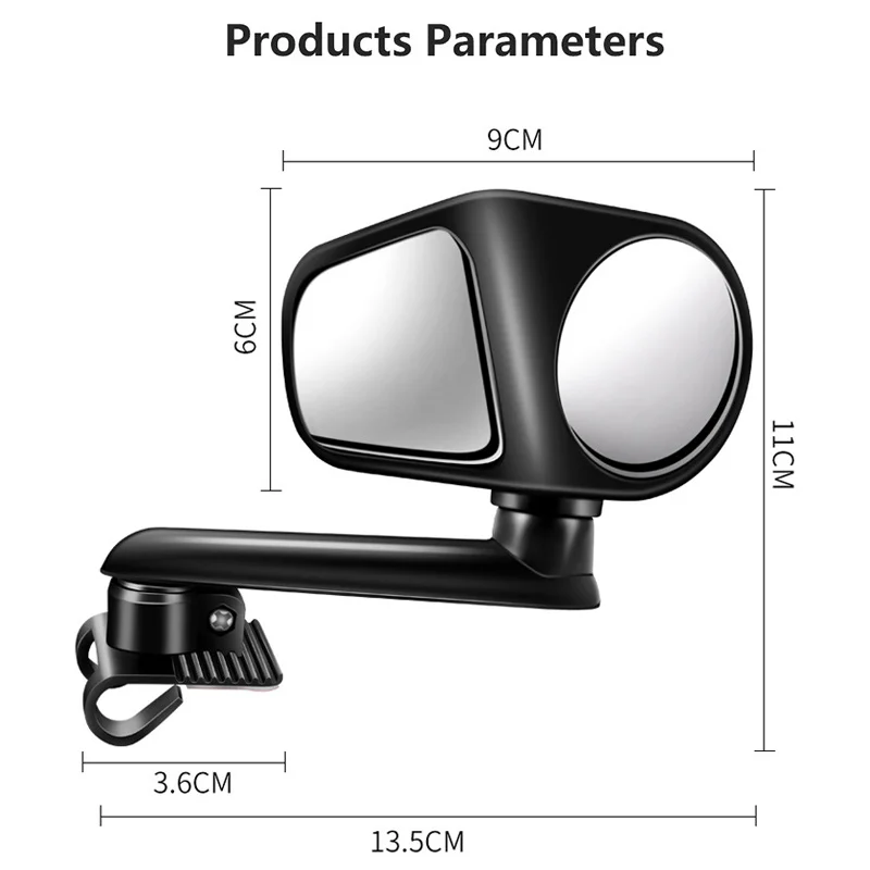 

1pc Car auxiliary mirror multi-function rearview mirror 360-degree blind spot rotation front and rear wheel wide-angle mirror