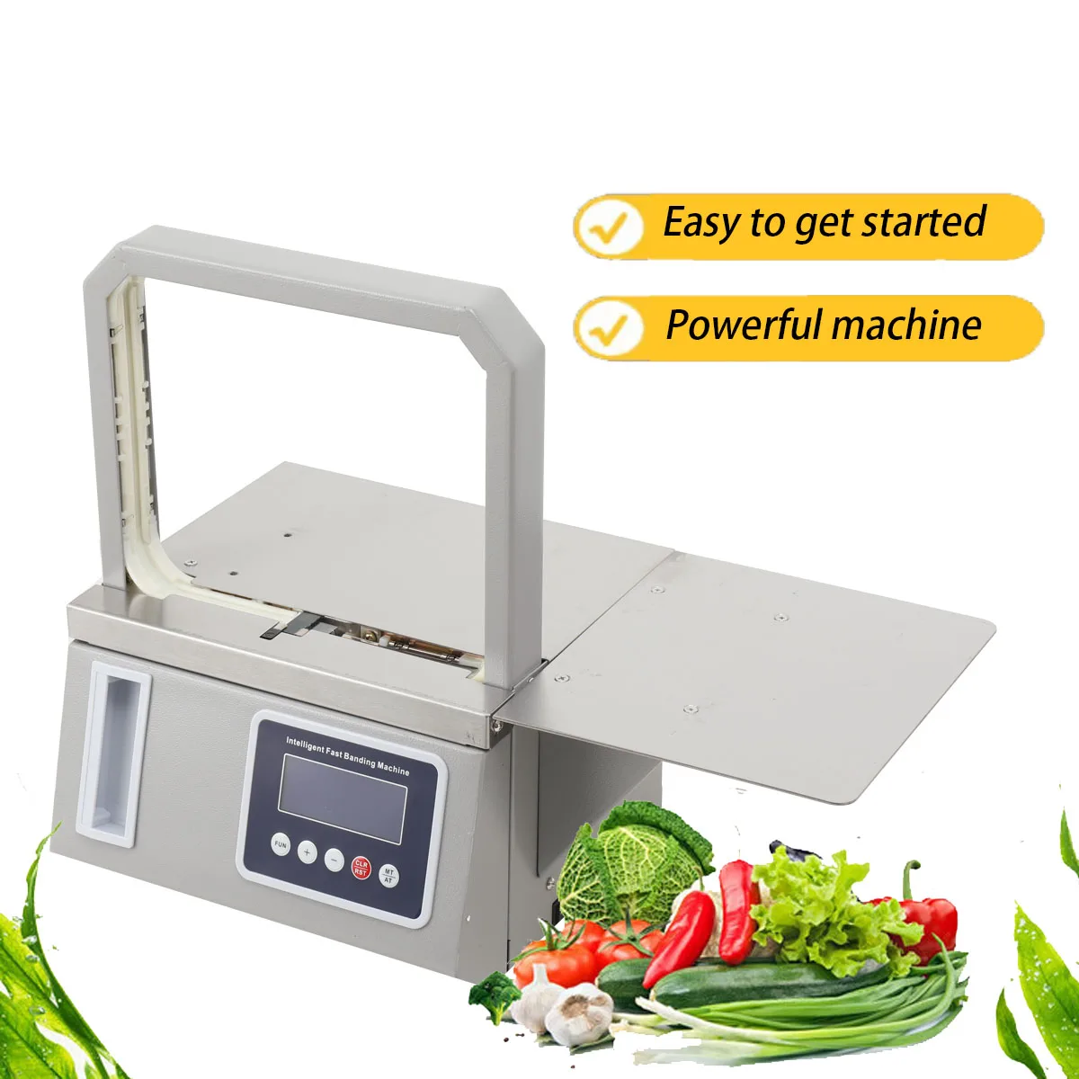 

Automatic Bundling Machine OPP tape Bundling machine Currency, Document, Paper, and Card Binding Supermarket Vegetable baler