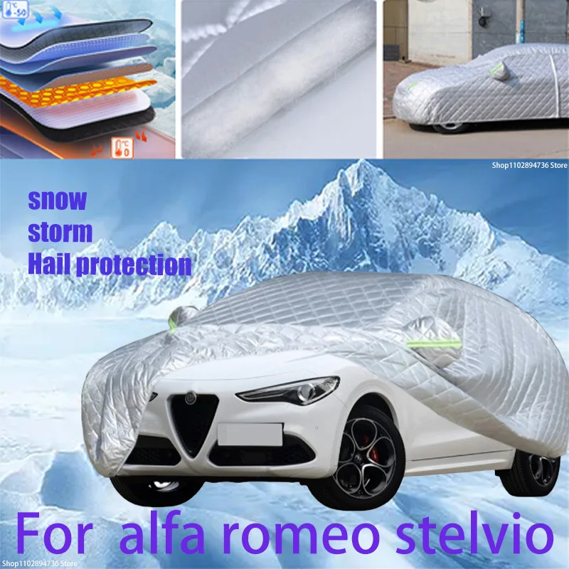 For alfa romeo stelvio Outdoor Cotton Thickened Awning For Car Anti Hail Protection Snow Covers Sunshade Waterproof Dustproof