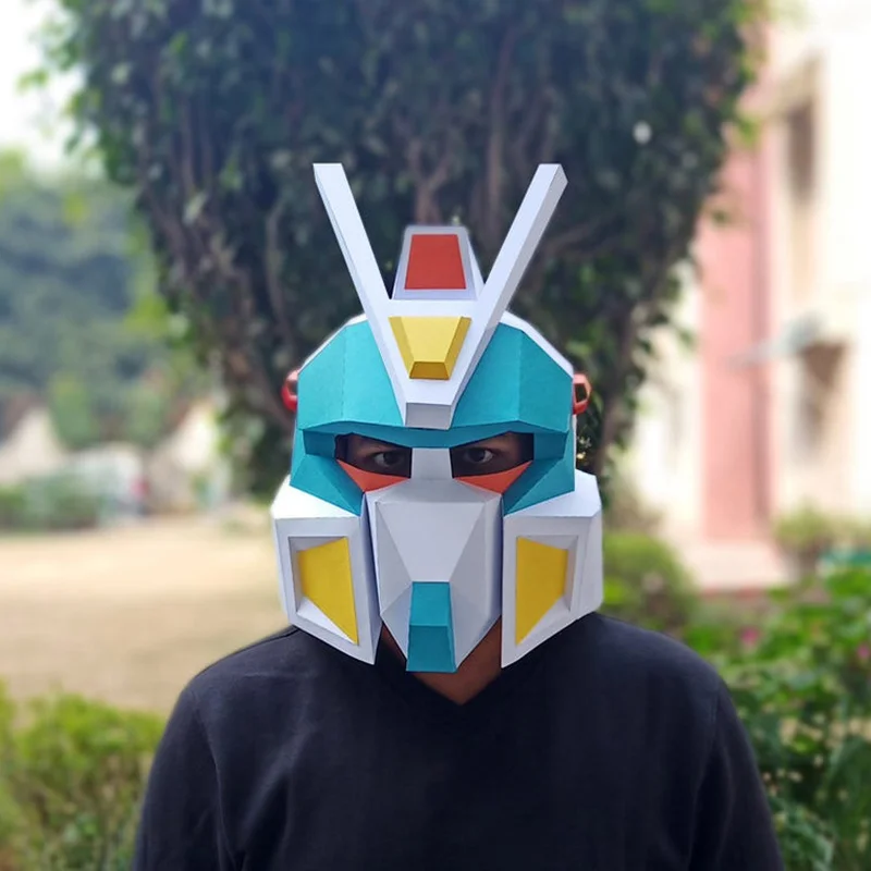 غطاء رأس قناع يمكن ارتداؤه للبالغين من Gunda مصنوع يدويًا من الورق نموذج فني لحفلات الرقص والحدث