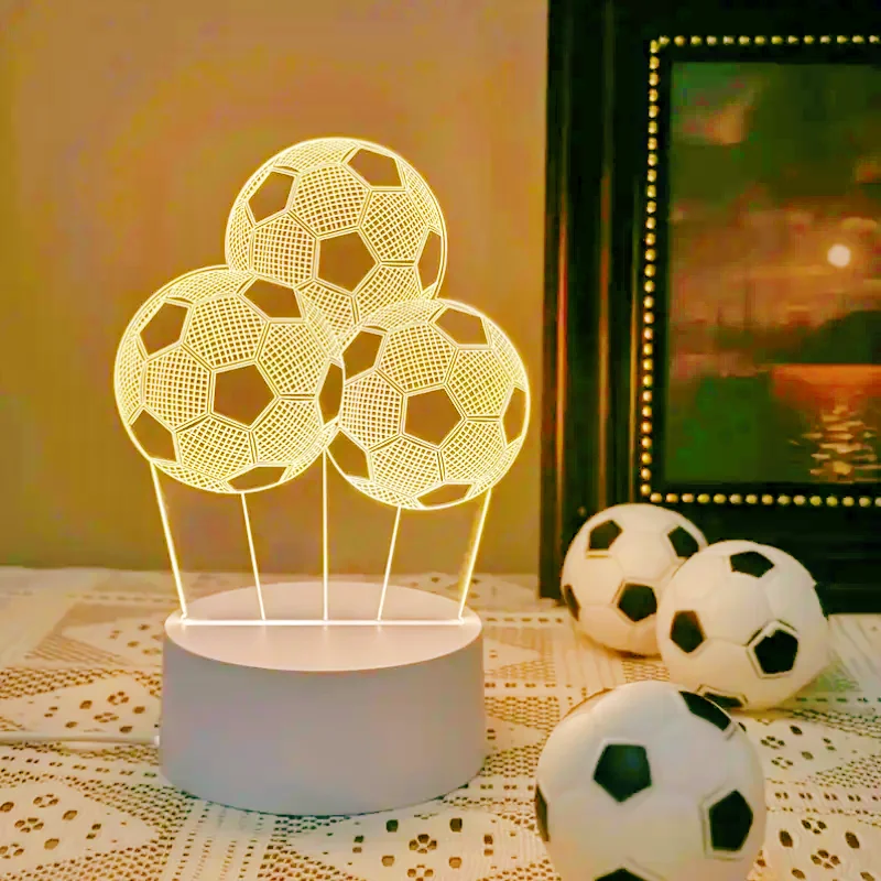 

3D футбольный спортивный ночник с USB-разъемом для спальни, прикроватная креативная настольная лампа, подарок для любителей спорта, украшение, ночник