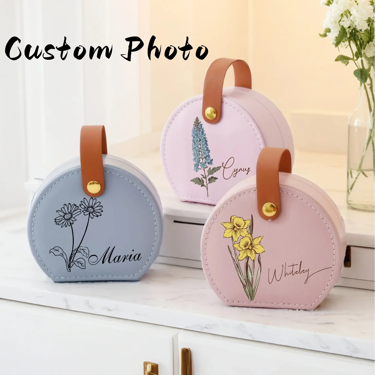

Custom Photo Jewelry Box Personalized Photo Ring Necklace Storage Box Valentine's Day Gifts Wedding Gifts