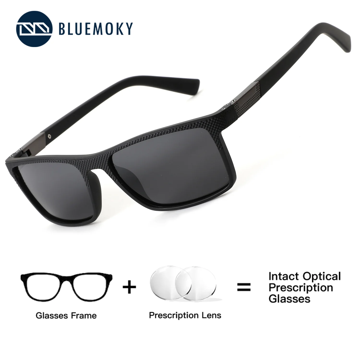 

BLUEMOKY TR90 Rectangle Polarized Prescription Sunglasses Man UV400 Cycling Protection Men's Glasses for Sight For Sports