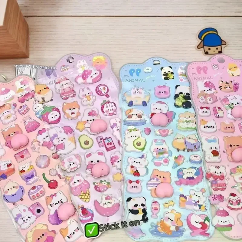 1/4 Pz Stereoscopico Simpatici Animali Scoreggia Pesca Stereo Alleviare Lo Stress Decalcomanie Del Fumetto 3D Sollievo Adesivo FAI DA TE Decor adesivi Forniture