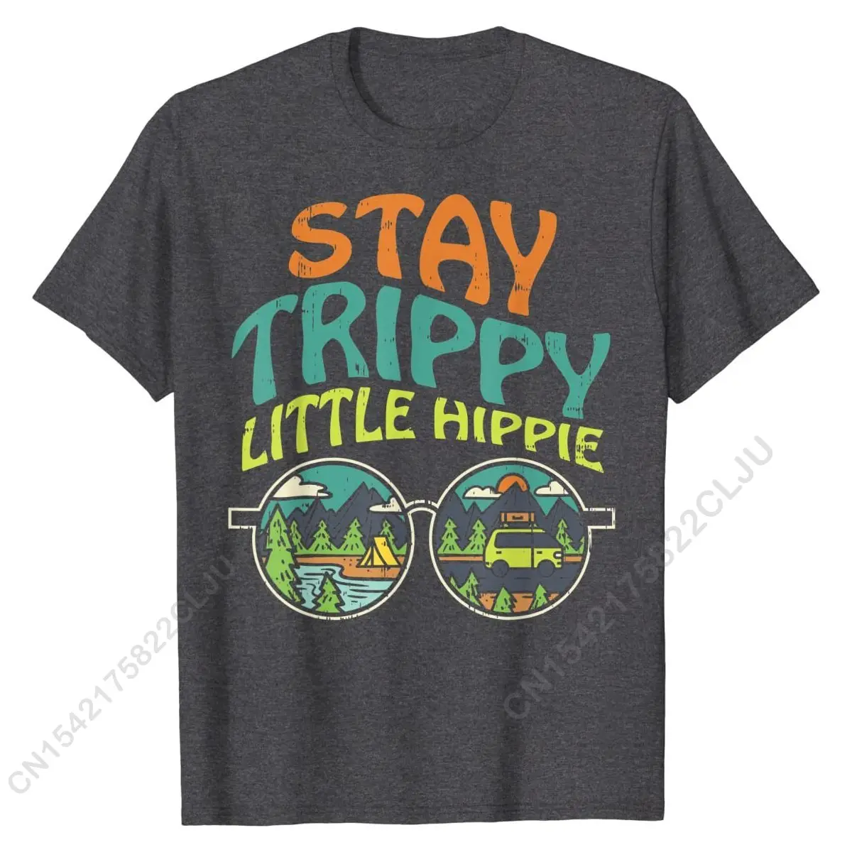 Stay Trippy Little Hippie Glasses Camping Summer Camp Gift T-Shirt Summer Cotton Man T Shirt Custom Popular Tshirts