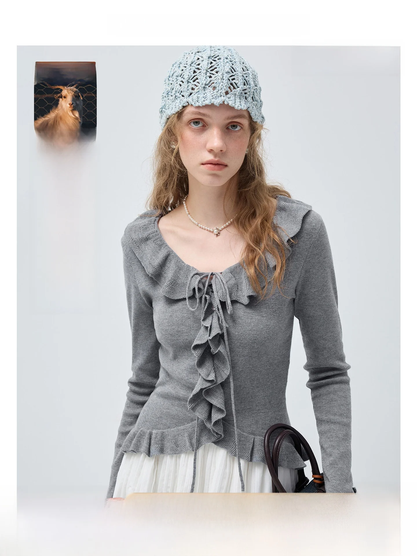 

ay Angel VEGA CHANG Women's Slim Fit Wool Sweater Spring New Sle 2026 Long Sve Floral Girl's Top Korean Sle