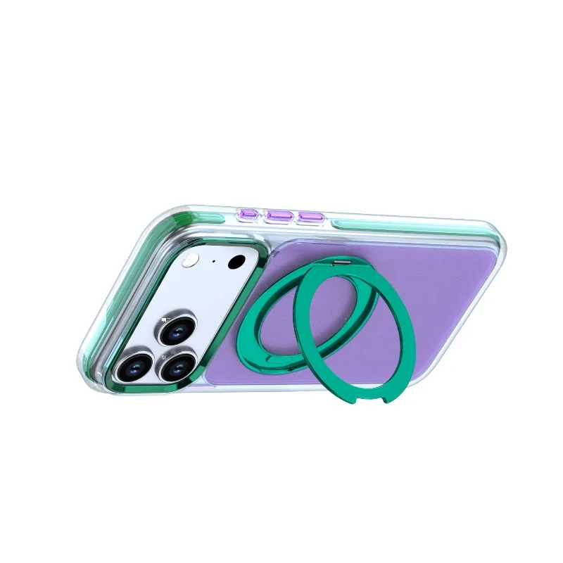 Contrasting Color Magnetic Case for iPhone 17 Pro Max - Fulcrum Anti-Collision Strip Frame Cover