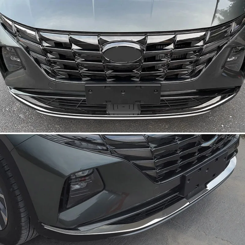 Car Front Bottom Bumper Trim Strip Cover Chrome Garnish Exterior Decoration Parts For Hyundai Tucson NX4 2021 2022 Accessories