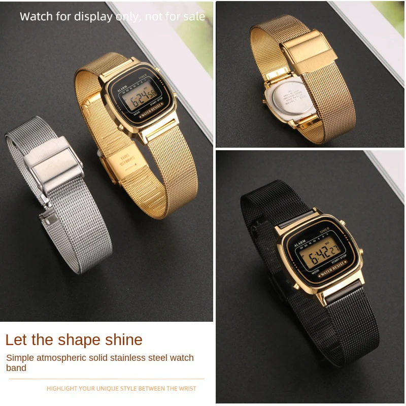 Milanese strap 13mm 14mm women stainless steel strap bracelet for Casio retro small gold watch LA670 LA680 LA690 watchband chain