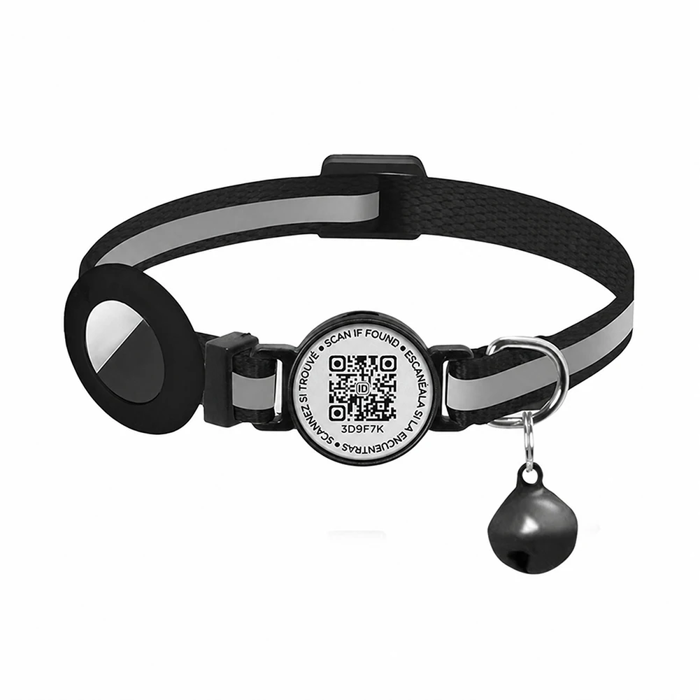 For Airtag Cat Collar Breakaway with QR Code Name Tag & Bell Quick Release Kitten Collar for Airtag Holder Cat Collar