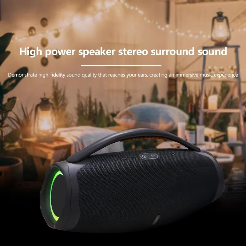Portable wireless Bluetooth speaker Boombox 3 outdoor party music box subwoofer RGB stereo TWS home speaker supports TF/AUX/USB