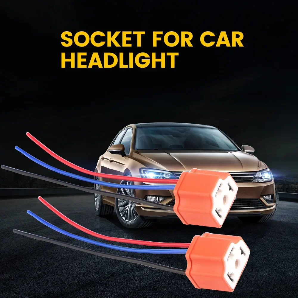 H4 Three Holes Ceramic Wire Wiring Car Head Light Bulb Lamp Harness Socket Plug Hot Sale Auto H4 Connector Plug Car Accessories