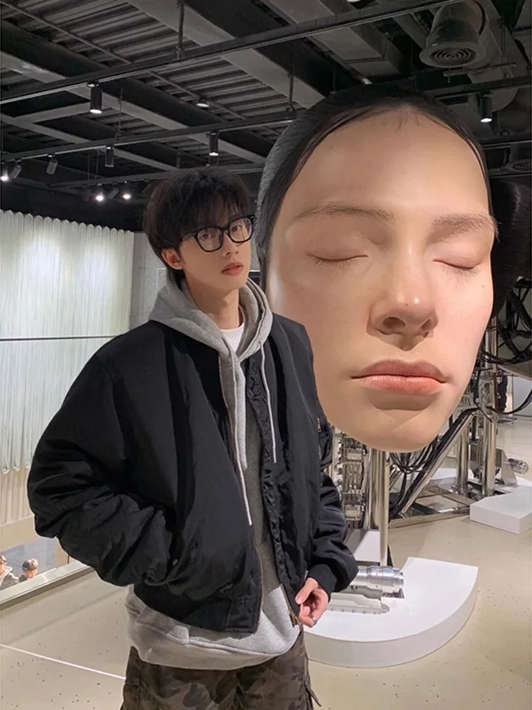 

Мужская утепленная куртка-бомбер с воротником-стойкой из хлопка, осенне-зимняя, в американском ретро-стиле, крутая куртка для подростков