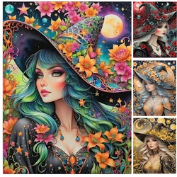 5D Diamond Painting Beautiful Witch Girl Full Square Round Rhinestones Mosaic Fantasy Elf Diamond Embroidery Handmade Hobby
