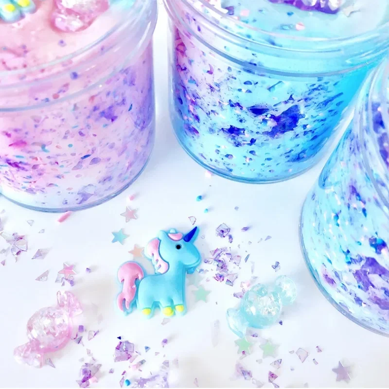 60ml Unicorn Puff Slime Plastic Clay Light Clay Colorful Modeling Polymer Clay Sand Fluffy Light Plasticine Gum for Handmade Toy