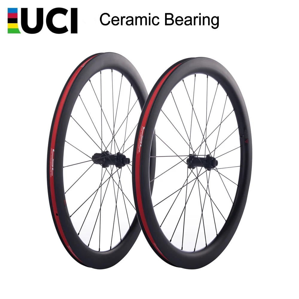 UCI Road Bicycle Disc Wheels 700C Racing Bike Gravel Wheels Disc Brake Wheels Ceramic Bearing Center Lock Hub Carbon Wheelset