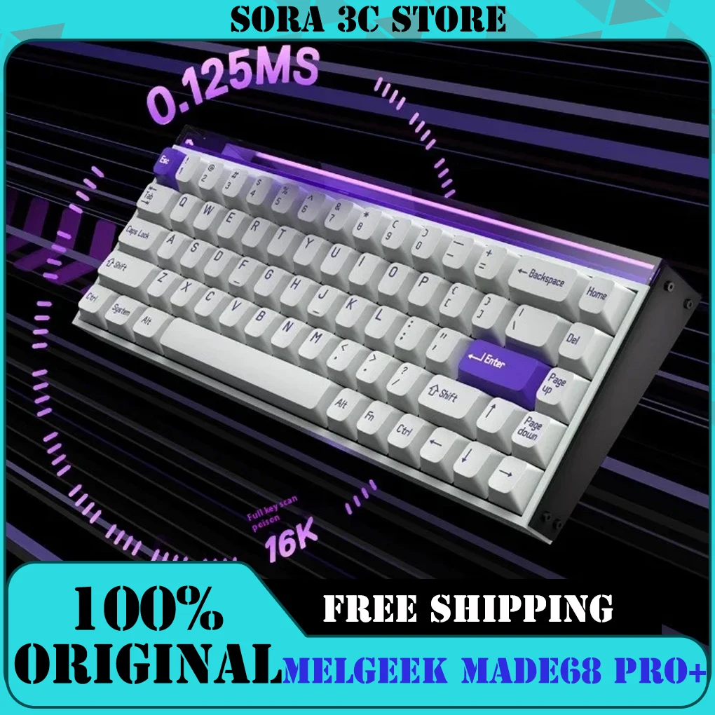 MelGeek MADE68 PRO+ Magnetic Switch Keyboard RT0.01 Ultra-Low Latency Maximized for E-sport Gaming Customized Gamer Keyboard
