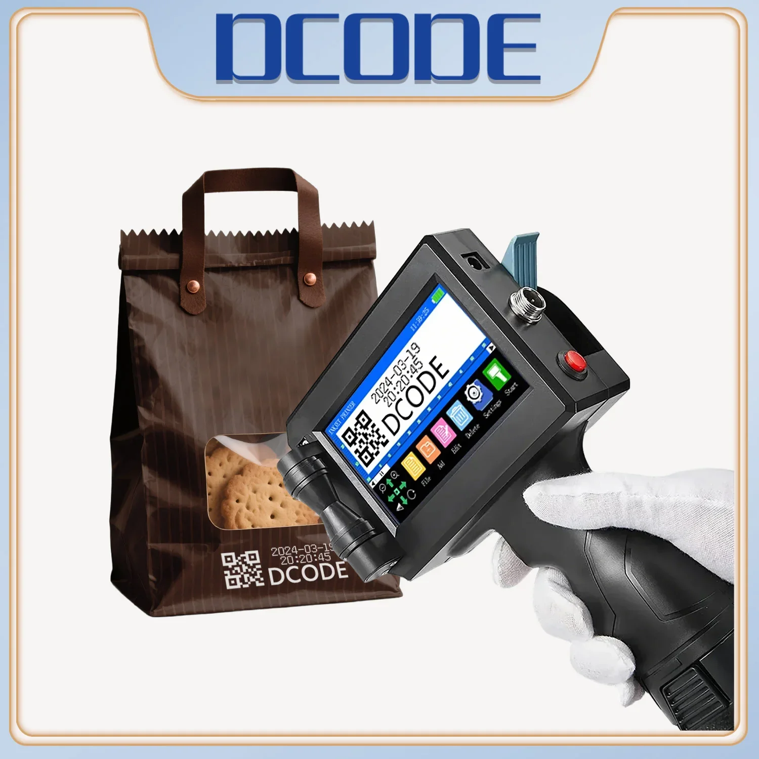 DCODE 12.7mm 1750PLUS Portable Handheld Inkjet Printer & White Ink Cartridge Text QRcode Barcode Batch Number Label Printer