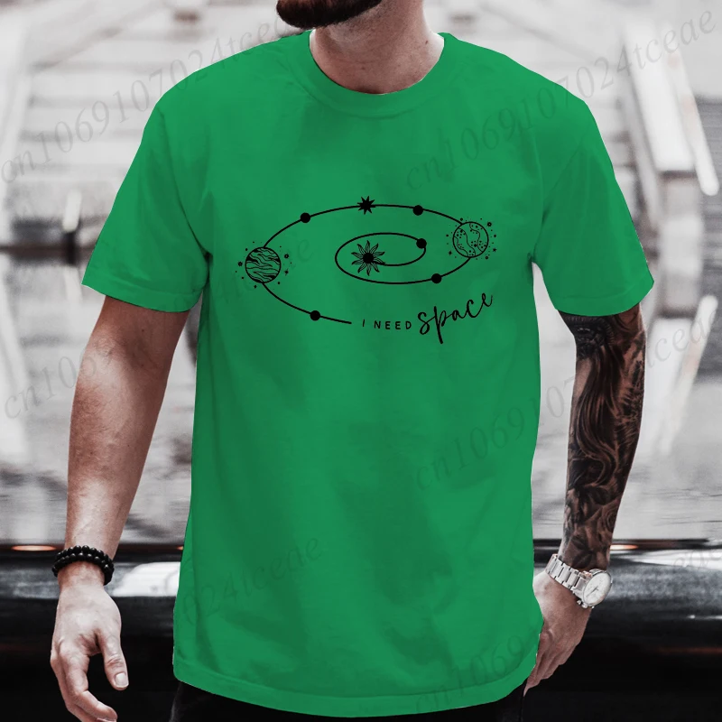 I Need Space Men Graphic Tees Sarcastic Astronomy Print T-Shirts Graphic Tee Shirts Casual Short Sleeve Fashion Streetwear Tops