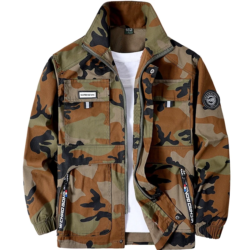 Abbigliamento Protettivo da Lavoro Mimetico Primaverile e Autunnale, Top in Puro Cotone Elastico Resistente allo Sporco e all'Usura per Uomo, per Edilizia