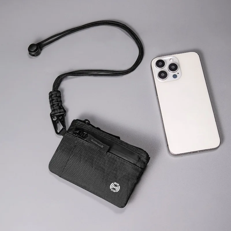 حامل بطاقة الائتمان الرجال محافظ فاخرة النايلون سليم المحفظة سستة مفتاح بطاقة حالة الذكور التكتيكية محفظة محفظة نسائية للعملات المعدنية مع حلقة تسلق #6