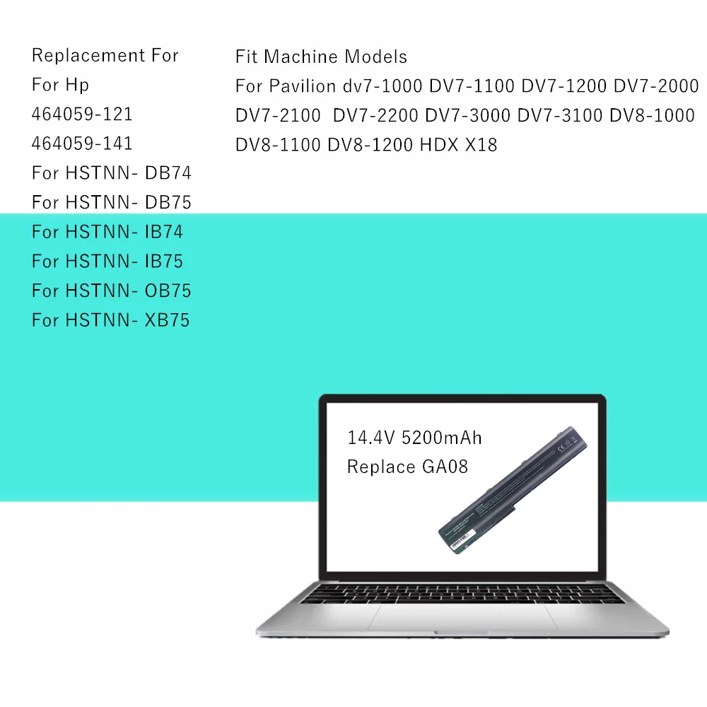 GA08 แบตเตอรี่แล็ปท็อปสําหรับ HP HSTNN-C50C 464058 -251 HSTNN-DB74 HSTNN-DB75 HSTNN-IB74 HSTNN-IB75 HSTNN-OB75 HSTNN-Q35C HSTNN-XB75