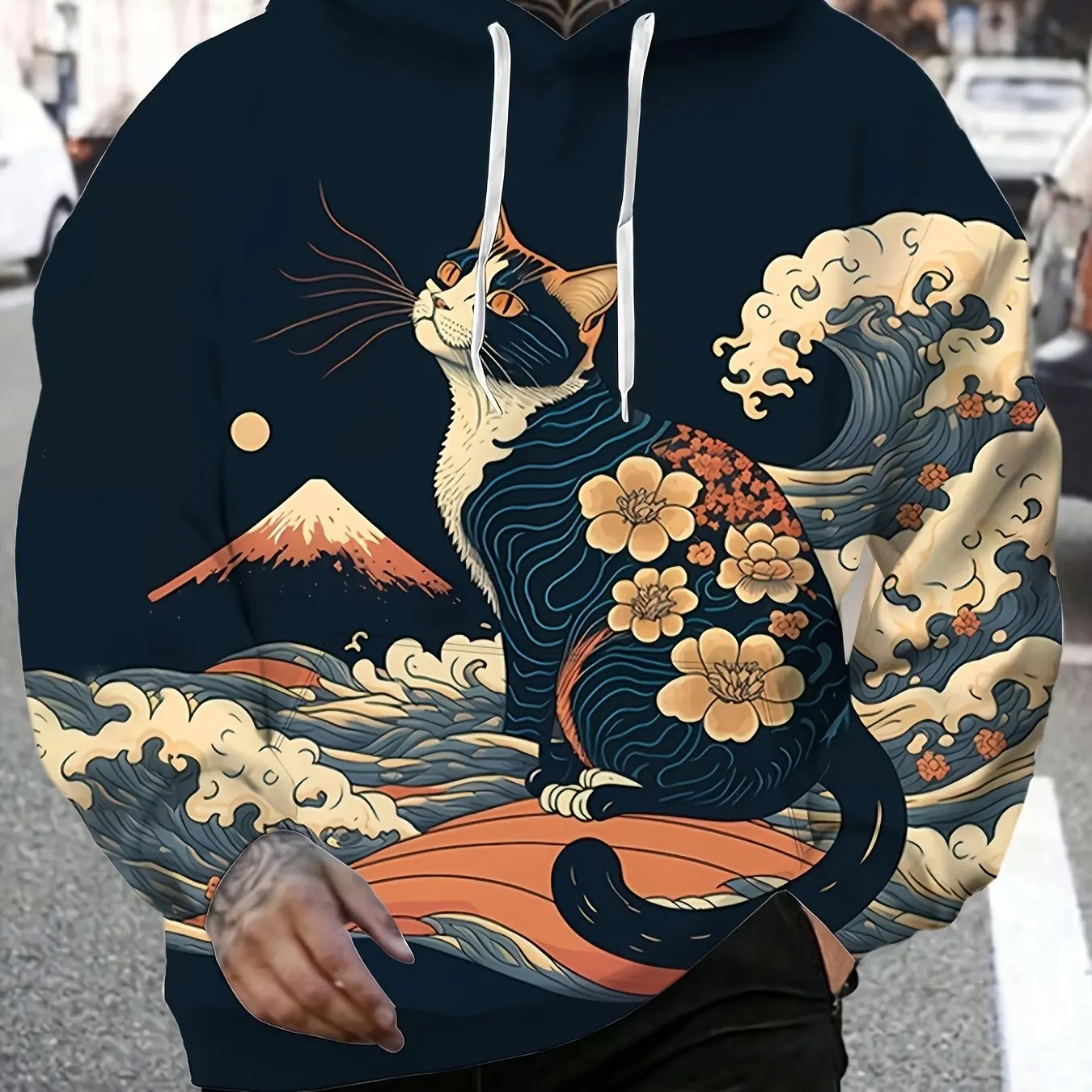 Autumn Hoodie For Men Japanese Ukiyo-E Long Sleeved Hoodie Unisex Hooded Sweatshirt Casual Clothing Oversized Streetwear 5xl