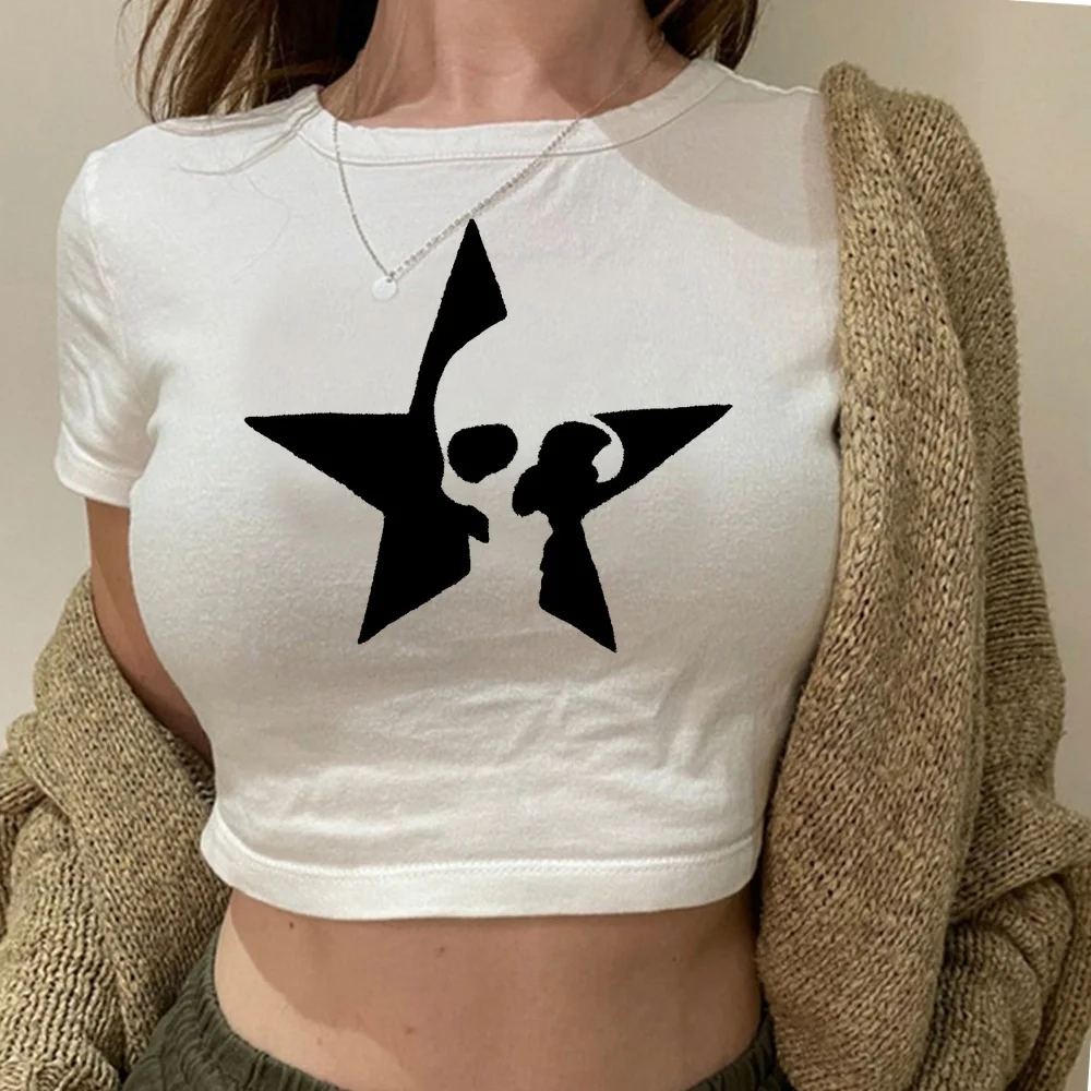 Y2k Star Girl crop top teen 2000s baddie summer kawaii tshirt gothic cute anime graphic