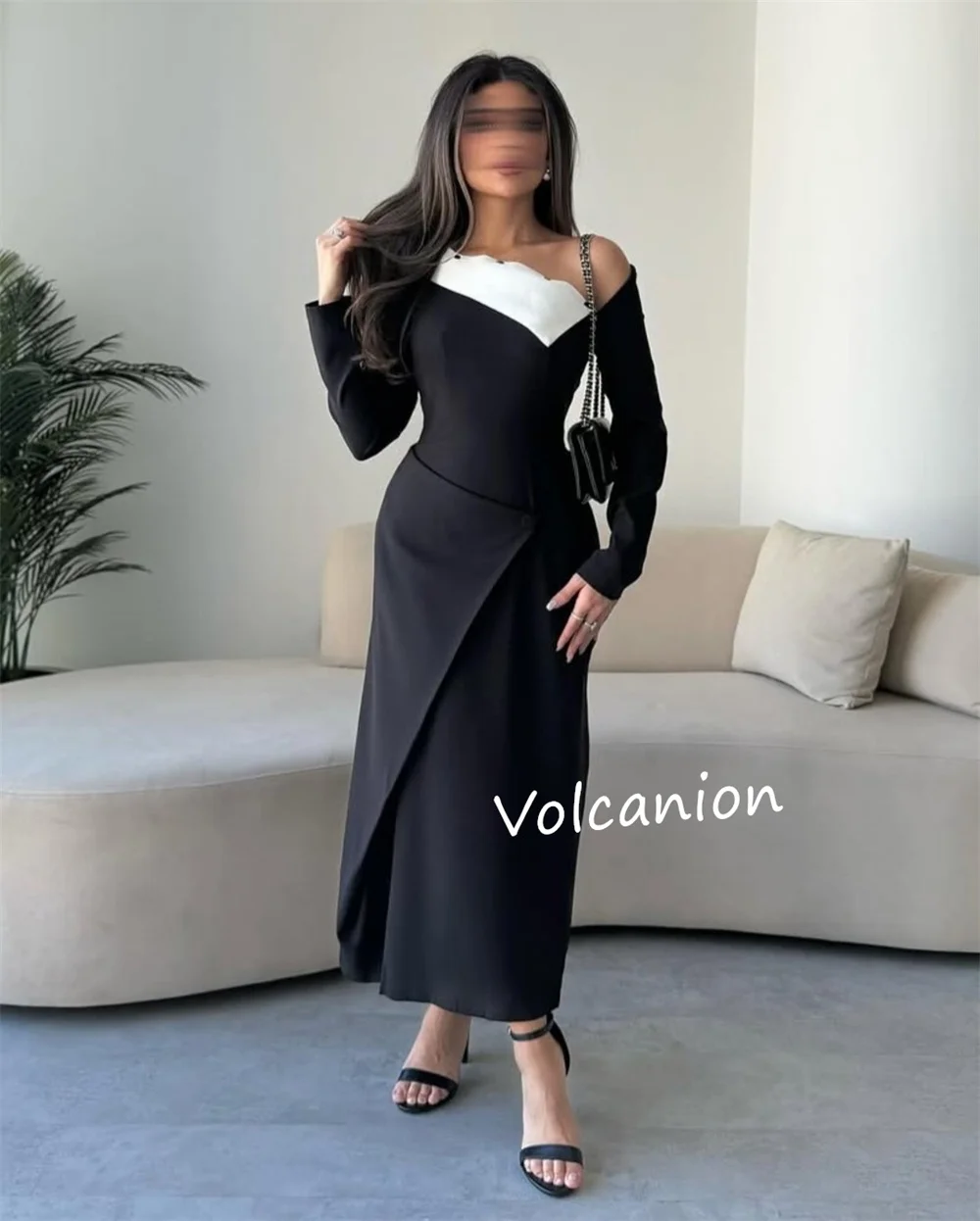 تخصيص جيرسي زر ألف خط خارج على الكتف فساتين متوسطة الطول مناسبة مخصصة حفلة العودة للوطن أحجام بسيطة المتاحة