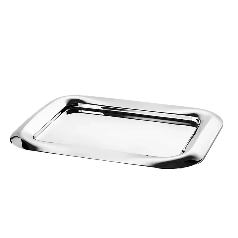 Luxury European Style 304 Stainless Steel Matte Rectangular Dinner Plate Rack Household Afternoon Tea Set Cup Holder Western