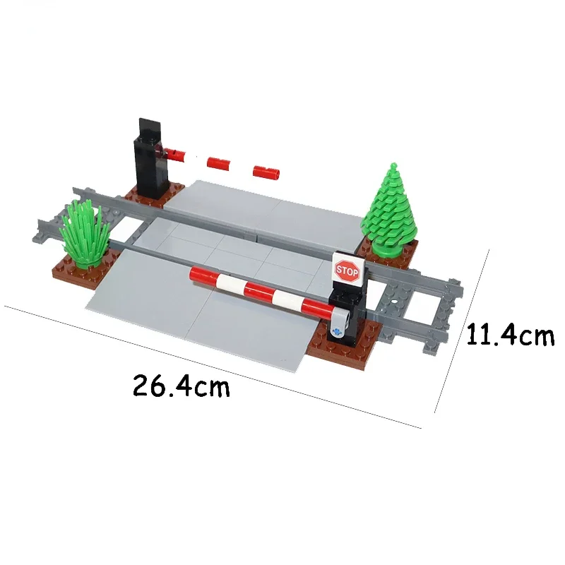 Pociąg miejski utwór scena akcesoria dźwignia blokowa pociąg przejście szyna sygnalizacja świetlna modele MOC klocki DIY cegły zabawki