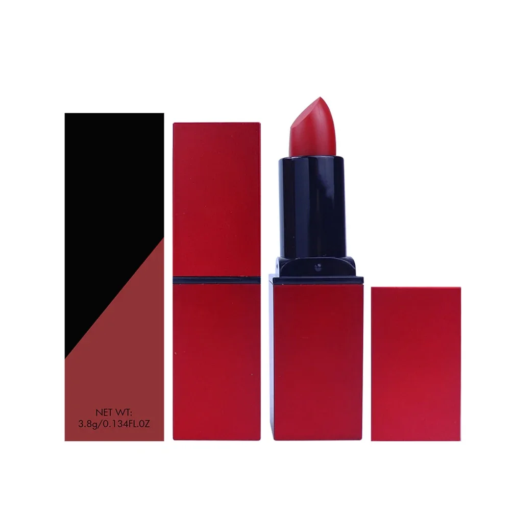 

Custom Logo 5 Colors Red Square Tube Lipstick Private Label Pigment Long Lasting Waterproof Matte Non-stick Non-fading Makeup