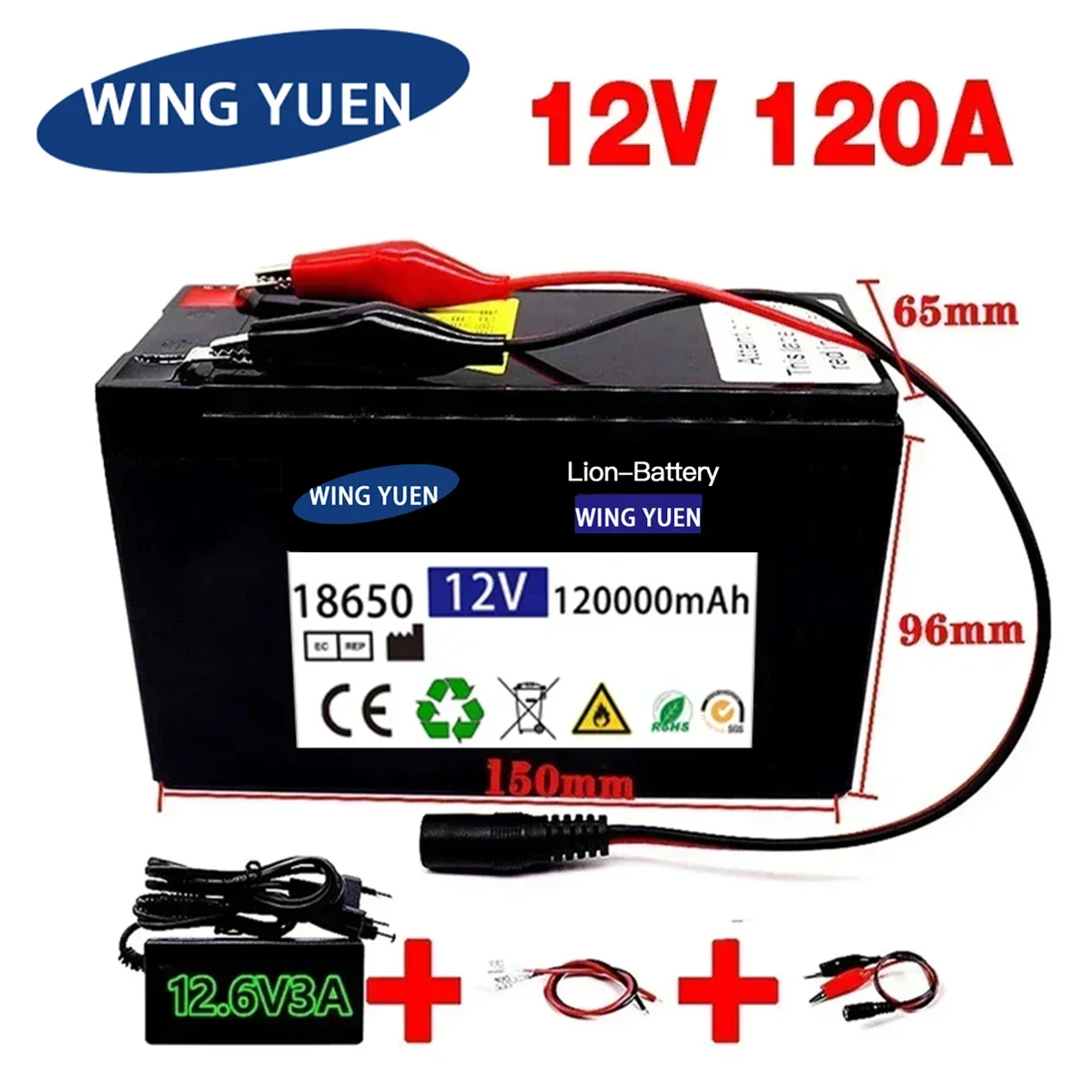 

Upgraded 12v 120A Li Ion 18650 Battery Electric Vehicle Lithium Battery Pack 9V- 12V 35Ah 120Ah Built-in BMS 30A High Current